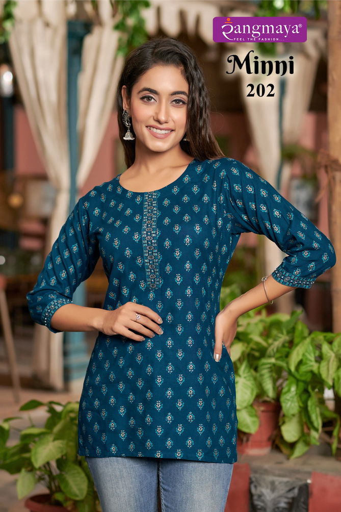 Minni 2 By Rangmaya Rayon Tunic Ladies Top Wholesale Online